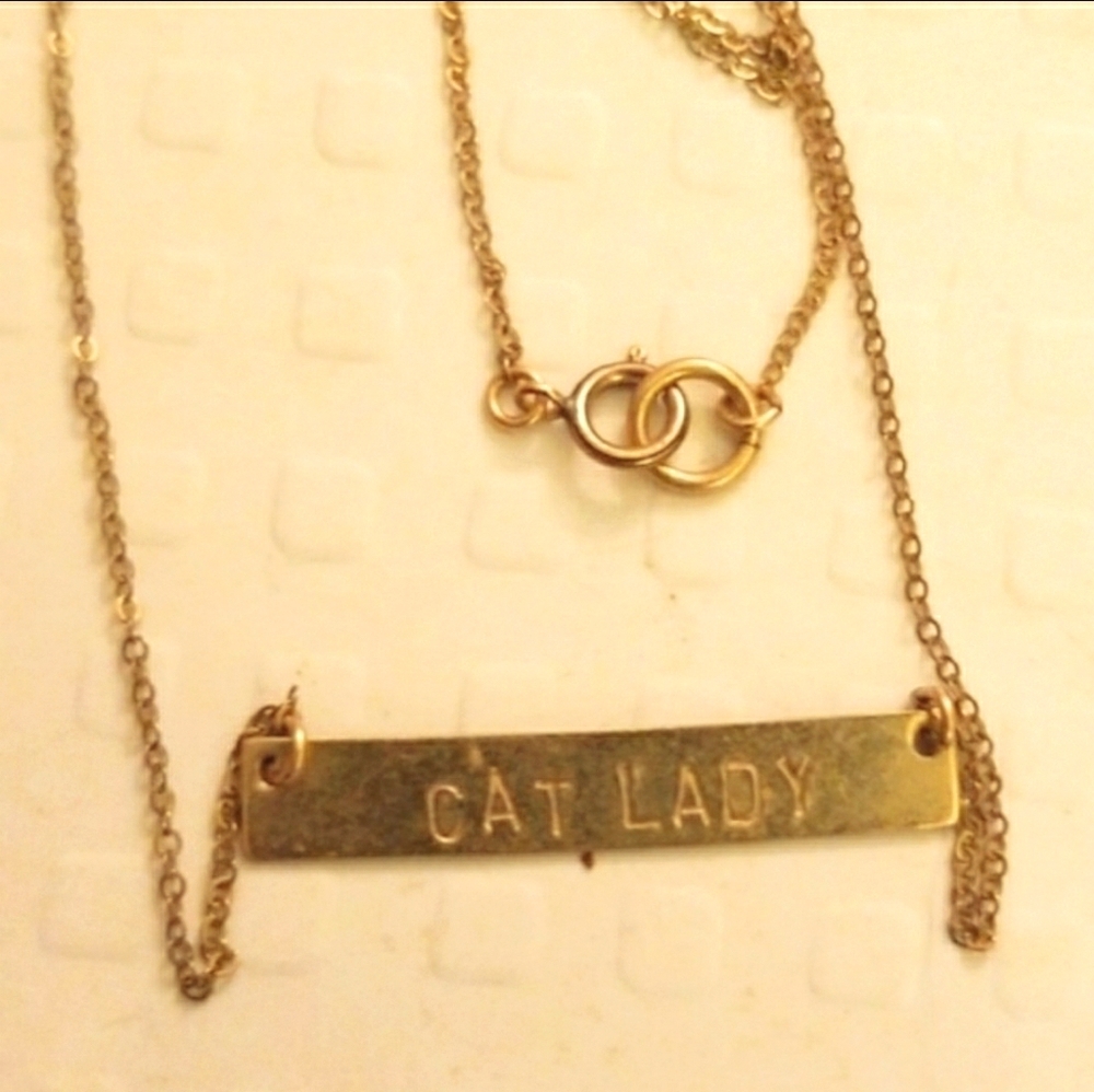 16" gold tone Cat Lady necklace